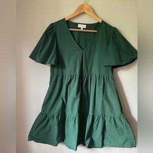 Lost + Wander Forest Green Tiered Mini Dress